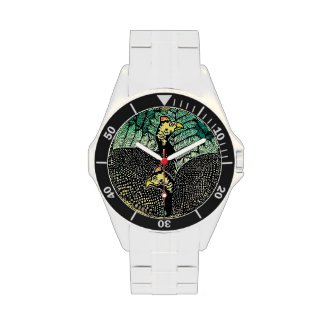 Guinea Hens kasamatsu shiro bird leaf japanese art Watches