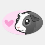 Guinea Pig Love (long hair) Oval Sticker