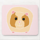 Guinea Pig, on light pink stripes. Mouse Pad