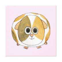 Guinea Pig on Pink. Canvas Print