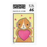 Guinea-pig with Valentine's Day Heart Stamps
