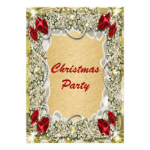 Guirnalda roja elegante del navidad del oro invitaciones personales 