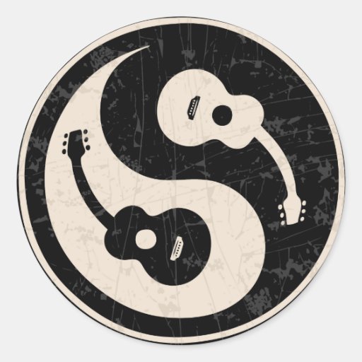 guit-yang1-blk-tan-T Stickers