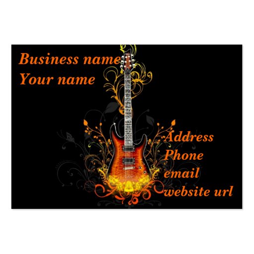 Guitar Abstract on Black Business Card (front side)