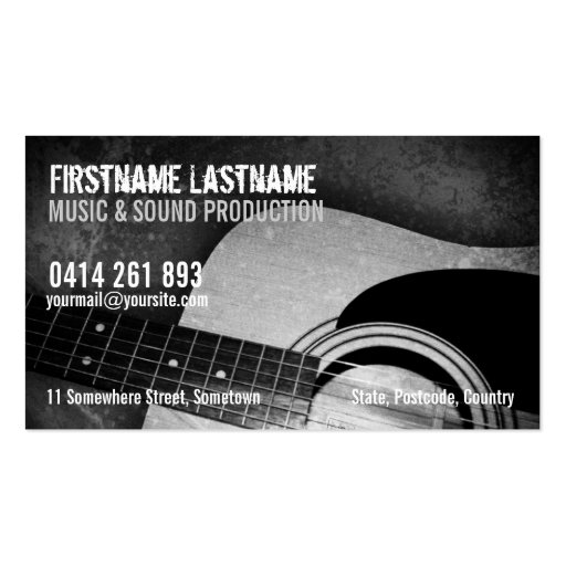 Guitar Acoustic Grunge Music Business card (front side)