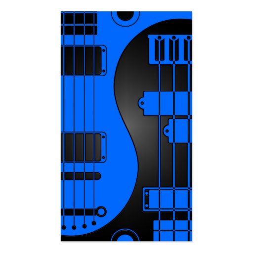 Guitar and Bass Yin Yang Blue and Black Business Card (front side)