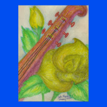 Guitar and Roses Canvas Print