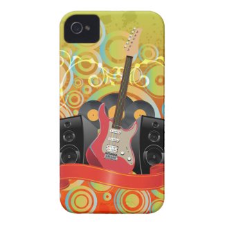guitar and speakers with funky background iphone 4 covers