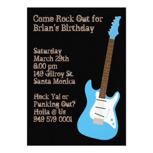 Guitar Birthday Party Invitation