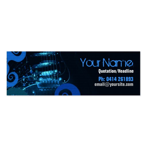 GUITAR Blue Grunge profile card Business Card Templates