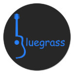 Guitar Bluegrass Round Stickers