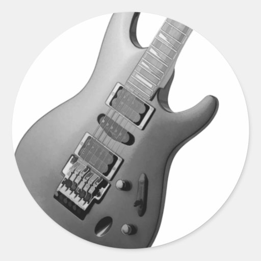 guitar body classic round sticker Zazzle