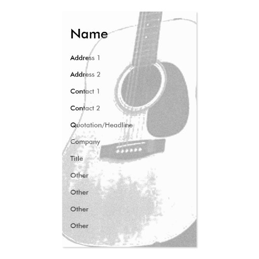 Guitar Card Business Card (front side)