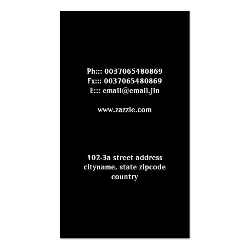 guitar cool black awesome business card (back side)