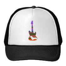 Guitar dachshund silhouette T shirt Mesh Hats