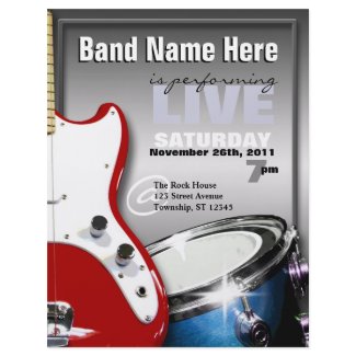 Guitar Drum Red & Blue Gig or Venue Flyers flyer