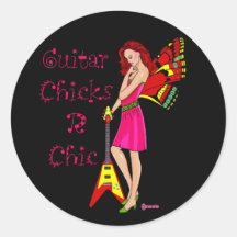Guitar Fairy Round Stickers
