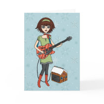 Guitar Girl holiday card cards