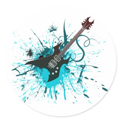 Guitar Graffiti - Emo Rock Music Band Alternative Round Sticker