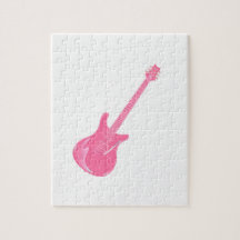 guitar graphic light pink solid jigsaw puzzle