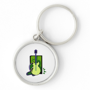 guitar graphic w square back green.png keychain