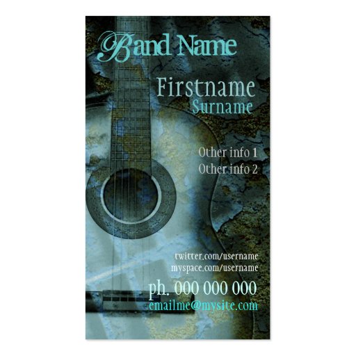 GUITAR Grunge Fantasy Vertical Business card (front side)