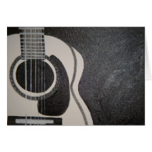 Guitar in Black and White Greeting Cards
