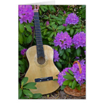 Guitar in Rhododendrons Card