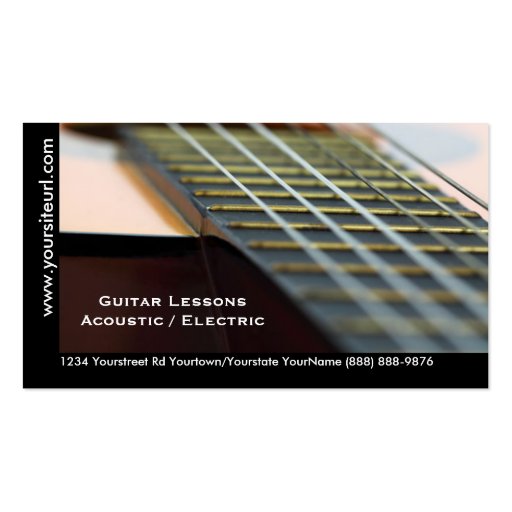 Guitar Lessons - Music Teacher Acoustic Guitar Business Card Template (front side)