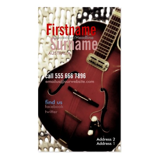 Guitar Magazine Style w/ Logo Business Card (front side)