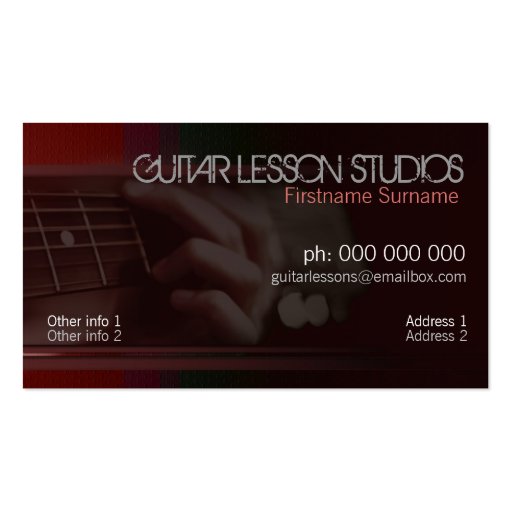 GUITAR Music Lessons Business Card (front side)
