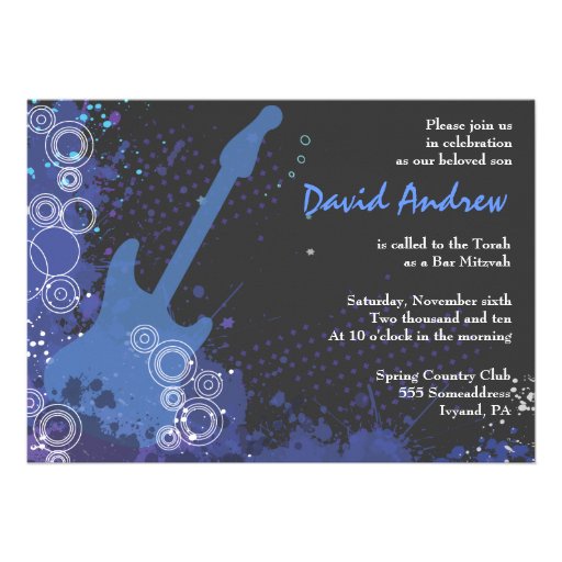 Guitar Musical Bar Bat Mitzvah Invitation Party