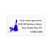 Guitar n amp stylized blue flat graphic custom address labels