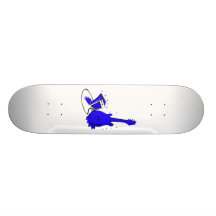 Guitar n amp stylized blue flat graphic custom skateboard