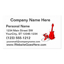 Guitar n amp stylized red flat graphic business cards