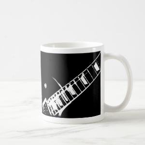 guitar neck stamp black and white coffee mug