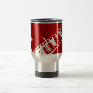 guitar neck stamp red and white musical instrument mugs