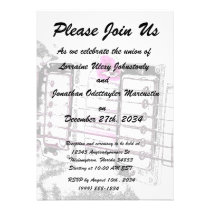 guitar outline image pink black bridge custom invitations