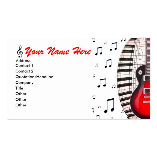 Guitar Piano Keyboard Music Notes Business Card