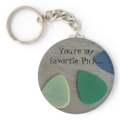 Guitar Picks with a Cute Saying Keychain