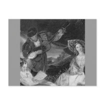Guitar Player Card featuring Godey Aug 1844 Postcard