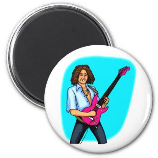 Guitar player, dark skinned, playing electric magnet