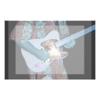 guitar player painting blue neat abstract musician stationery design