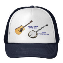 GUITAR  PLAYERS CUT UP BANJOS FOR FIREWOOD -HAT