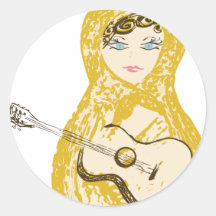 Guitar Playing Matryoshka Stickers