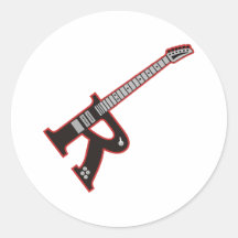 Guitar R Round Sticker