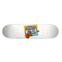 Guitar Red Leaning on Amp Graphic Skate Board