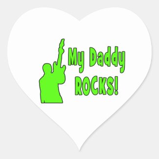 guitar rocks holding up electric green daddy rocks sticker