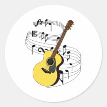 Guitar Round Stickers