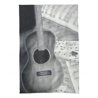 Guitar & Sheet Music Kitchen Towel